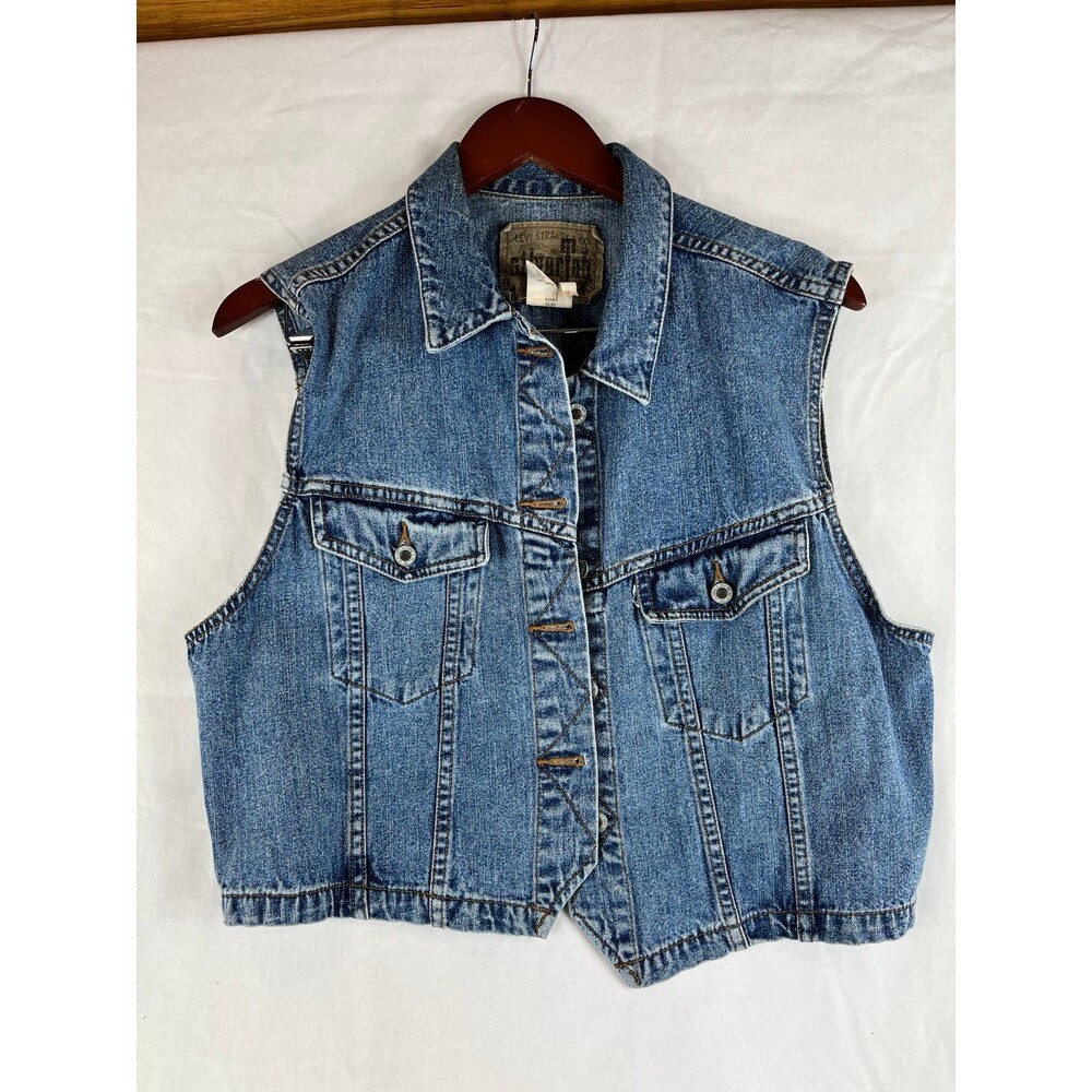 VTG 90s Women’s Levi’s Silver Tab Jean Vest Lg, Like New Rodeo Ready
